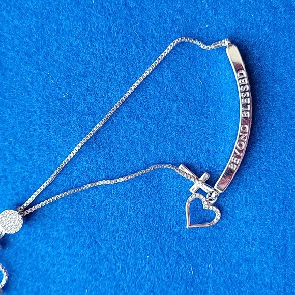 Adjustable bar crystal bracelet with charms. - Picture 2 of 5